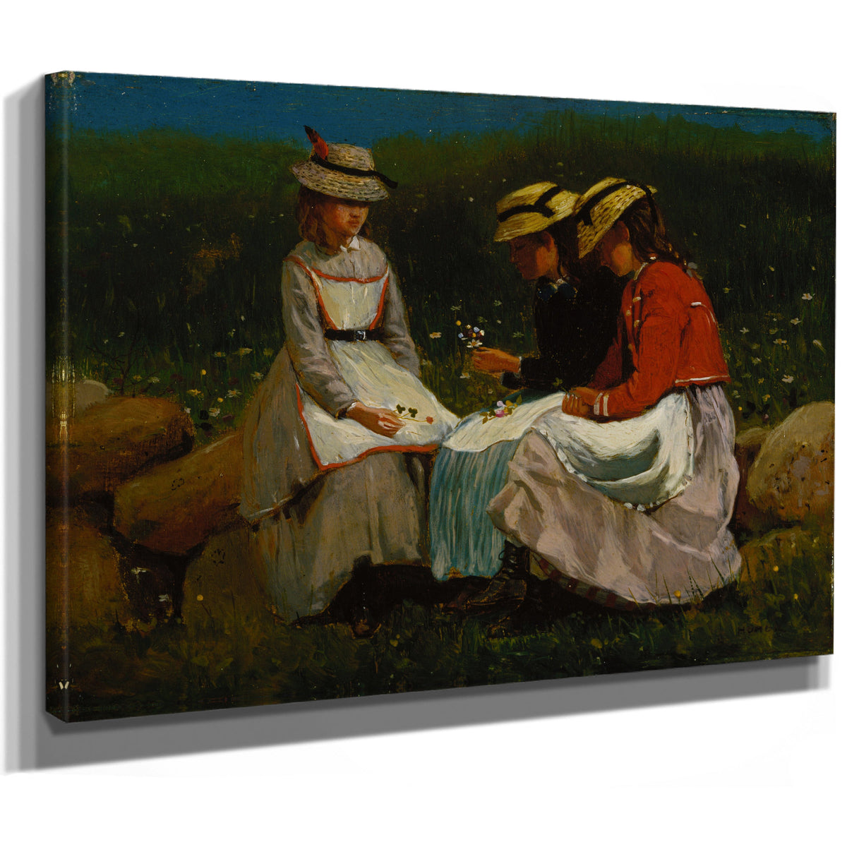 Girls a Landscape Circa 1873 By Winslow Homer