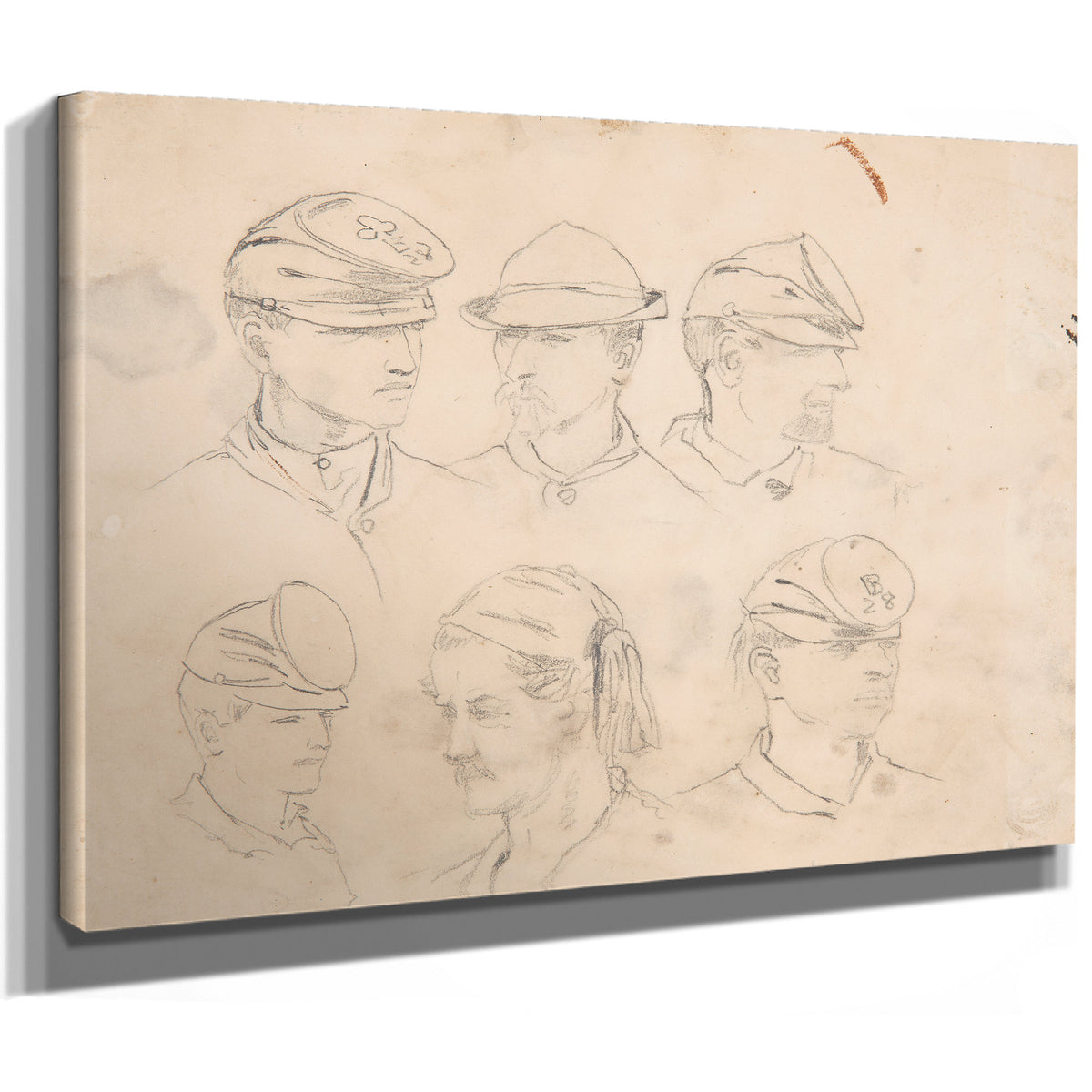 Six Studies Soldiers Heads 1864 By Winslow Homer