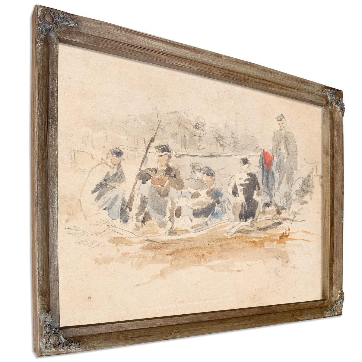 Soldiers Seated a Group 1862 By Winslow Homer