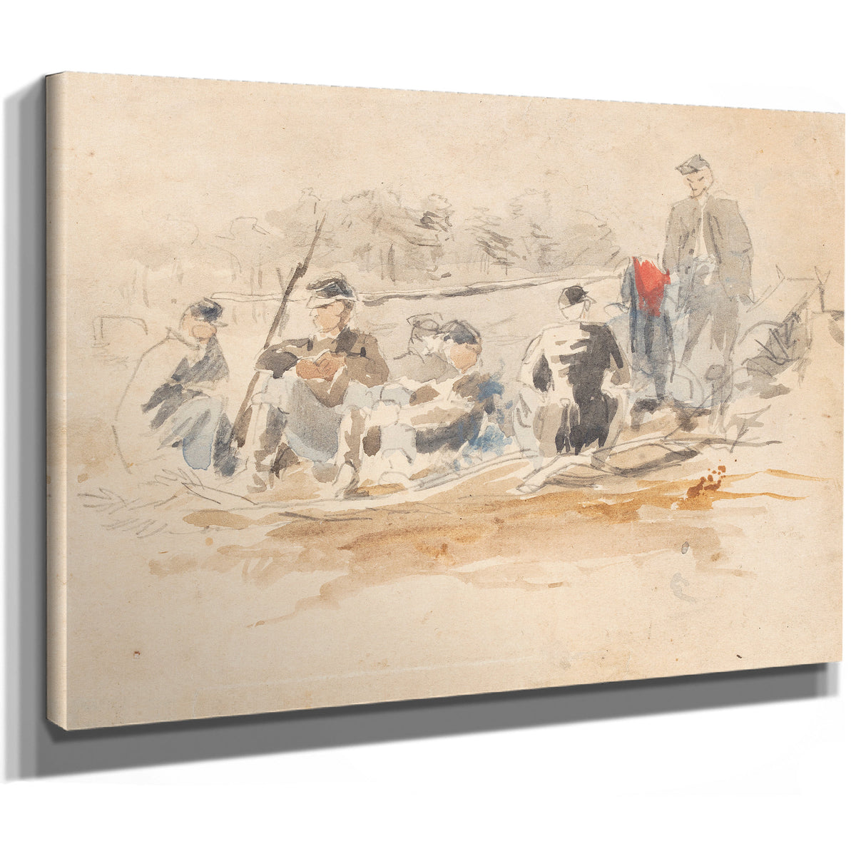 Soldiers Seated a Group 1862 By Winslow Homer