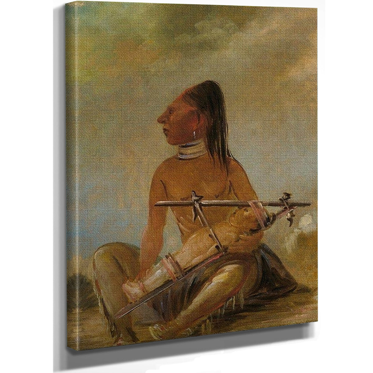 Woman And Child, Showing How The Heads Of Children Are Flattened By George Catlin