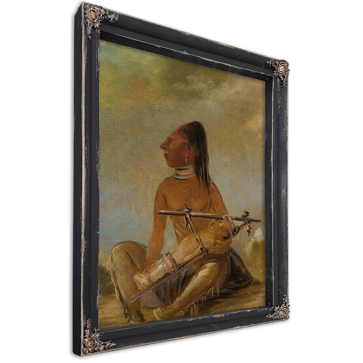 Woman And Child, Showing How The Heads Of Children Are Flattened By George Catlin