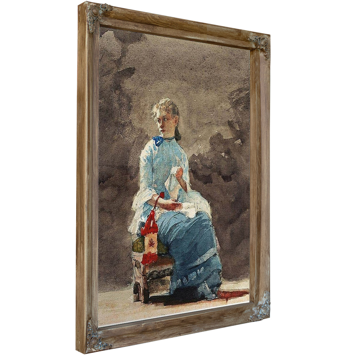 Woman Sewing By Winslow Homer
