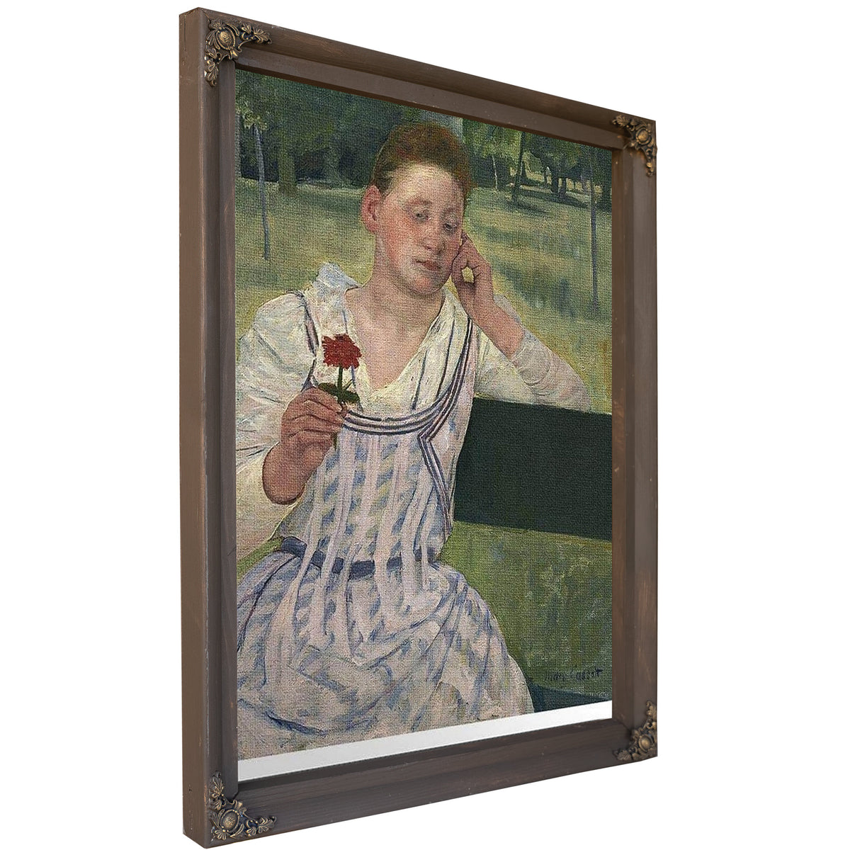 Woman With A Red Zinnia By Mary Cassatt