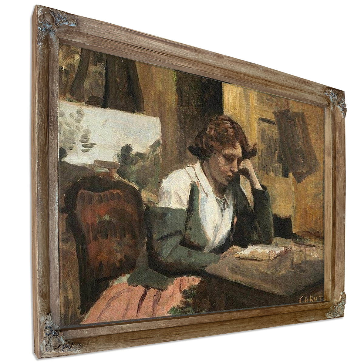 Young Girl Reading Jean Baptiste By Camille Corot