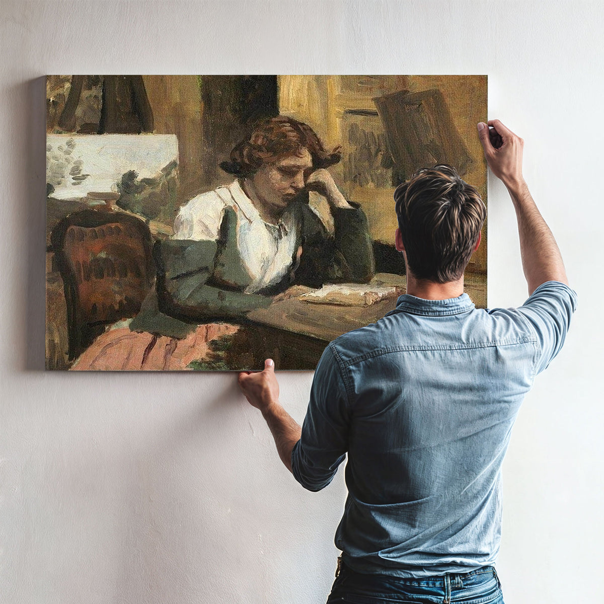Young Girl Reading Jean Baptiste By Camille Corot
