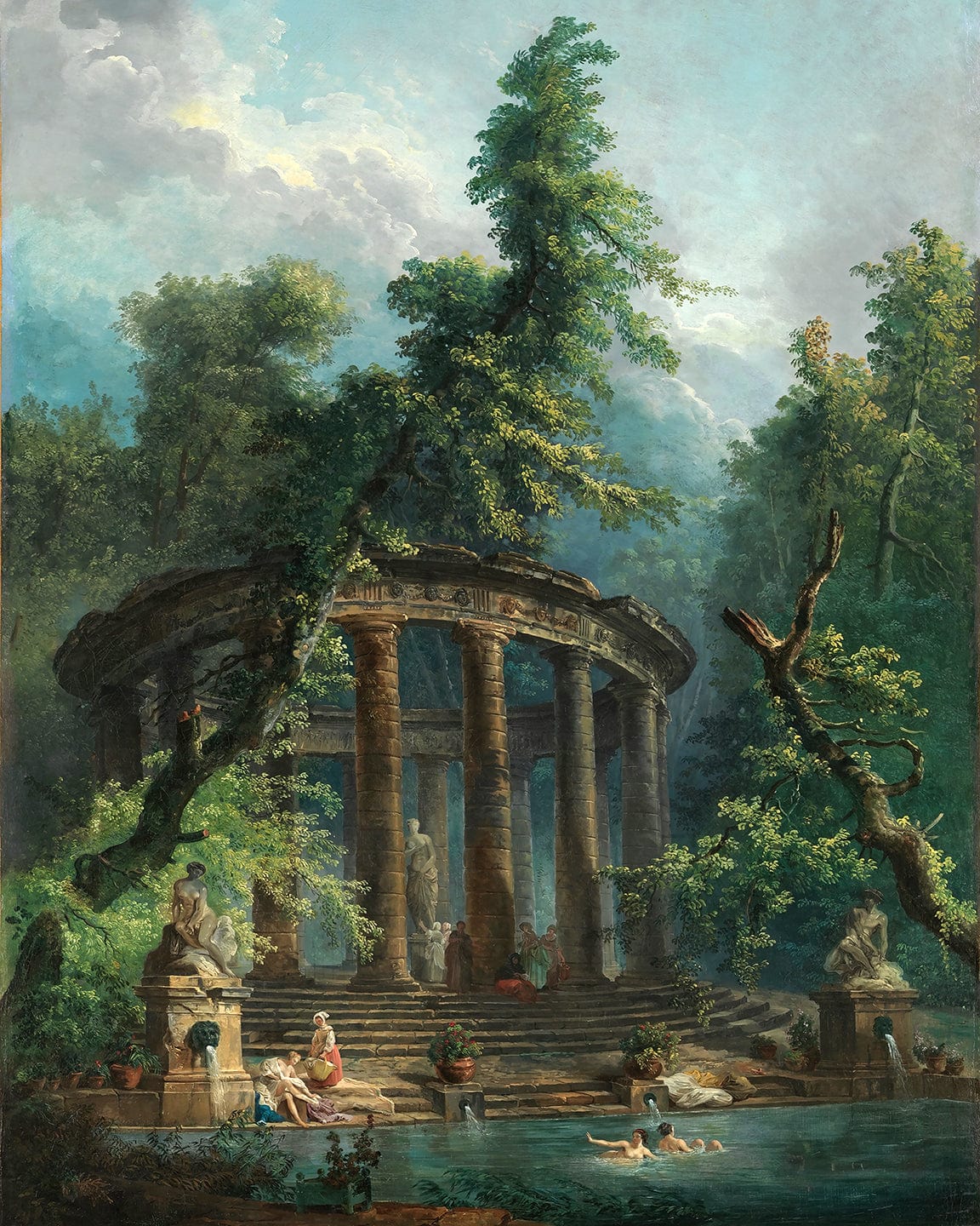 Canvas Wrap 16x20 unframed canvas Bathing Pool by Hubert Robert