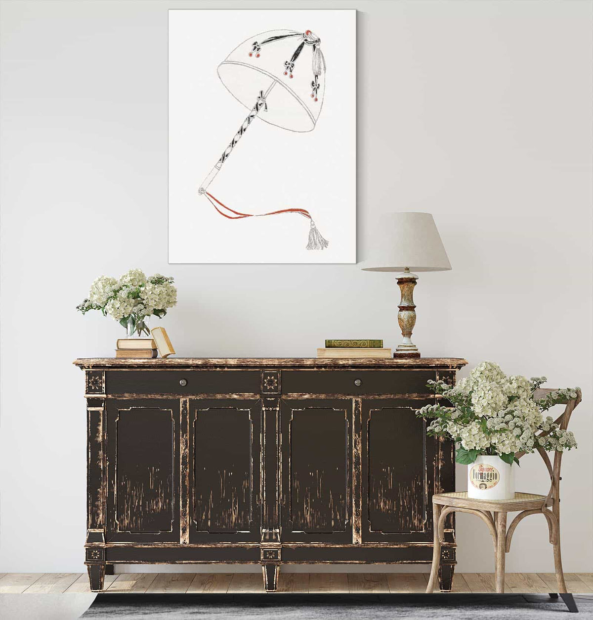 12" x 12" / Canvas Wrap Rubans Aux Ombrelles Aux Manchons by Charles Martin