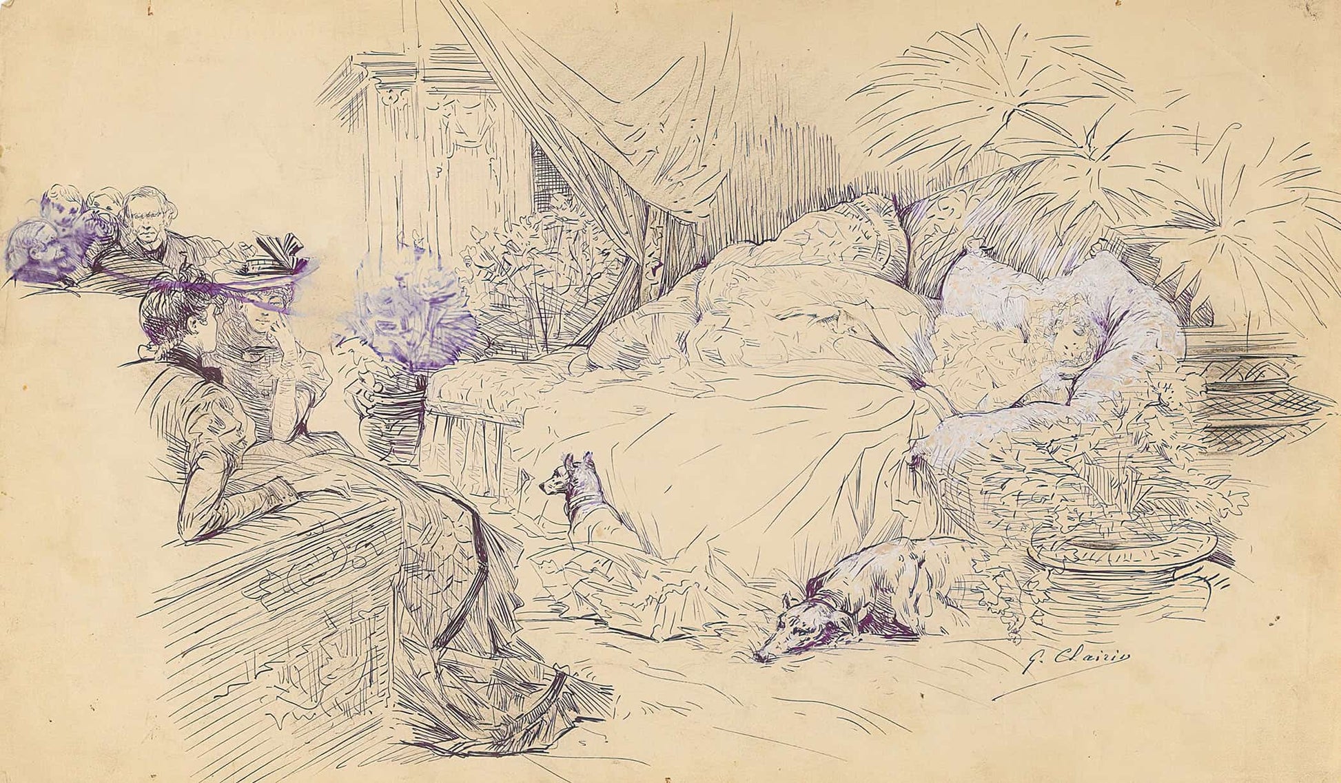 12" x 12" / Canvas Wrap Scenes Of Sarah Bernhardts Life  by Georges Jules Victor Clairin