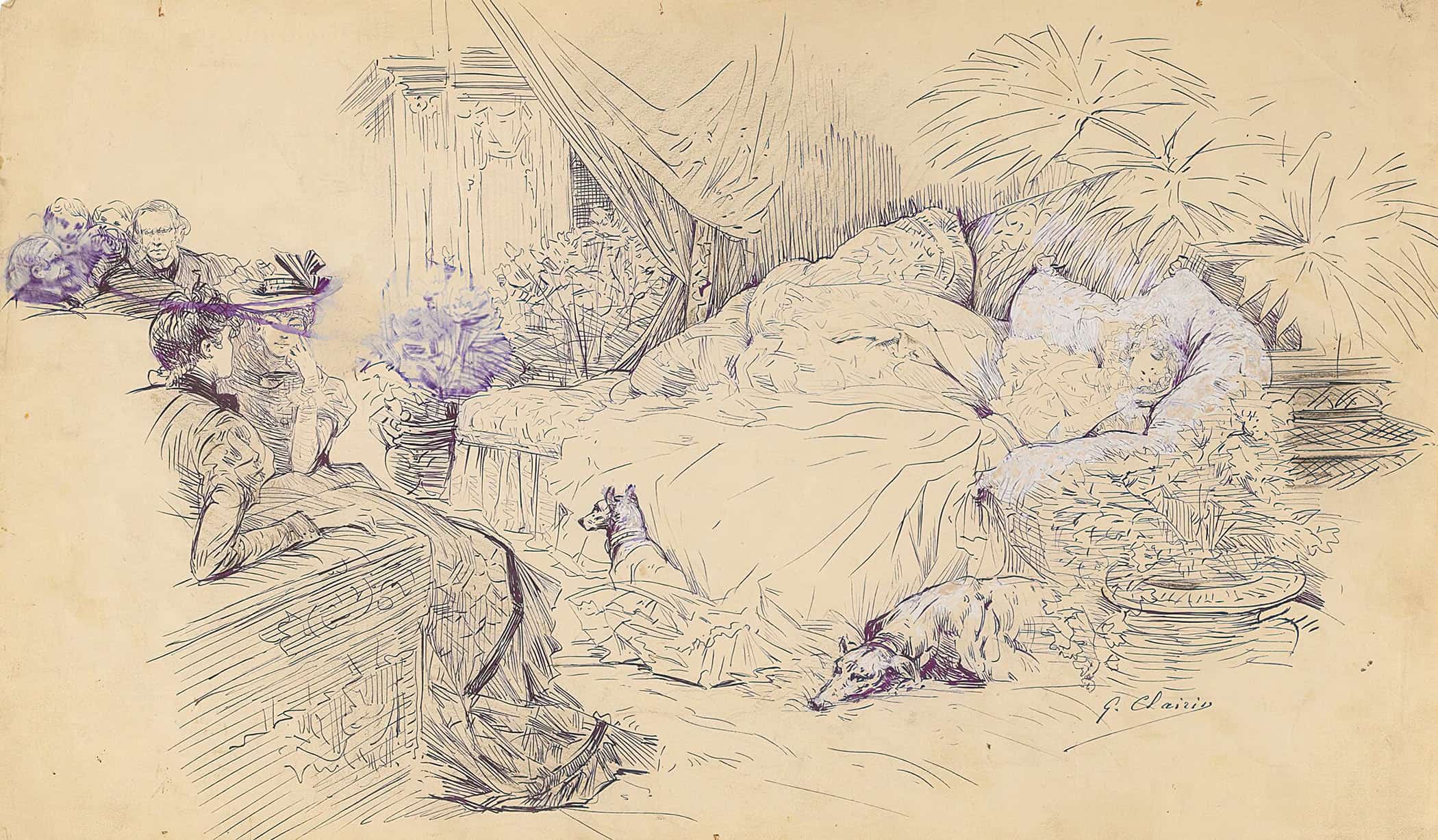 12" x 12" / Canvas Wrap Scenes Of Sarah Bernhardts Life  by Georges Jules Victor Clairin