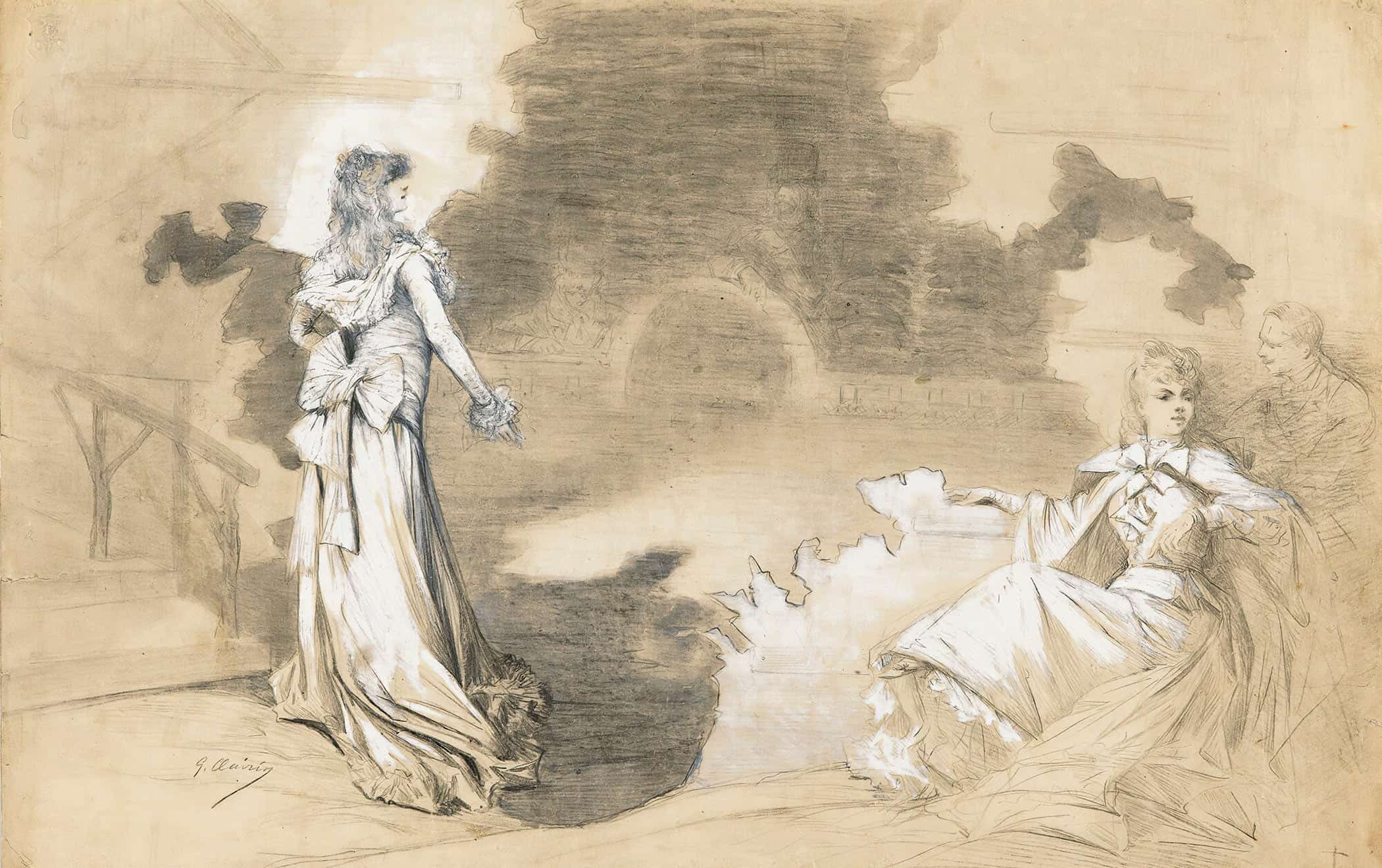 12" x 12" / Canvas Wrap Scenes Of Sarah Bernhardts Life  by Georges Jules Victor Clairin