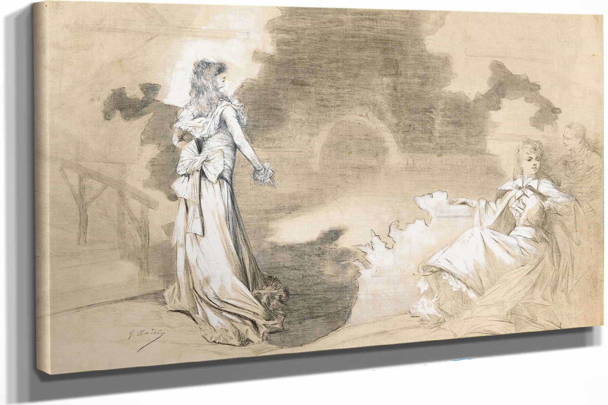 12" x 12" / Canvas Wrap Scenes Of Sarah Bernhardts Life  by Georges Jules Victor Clairin