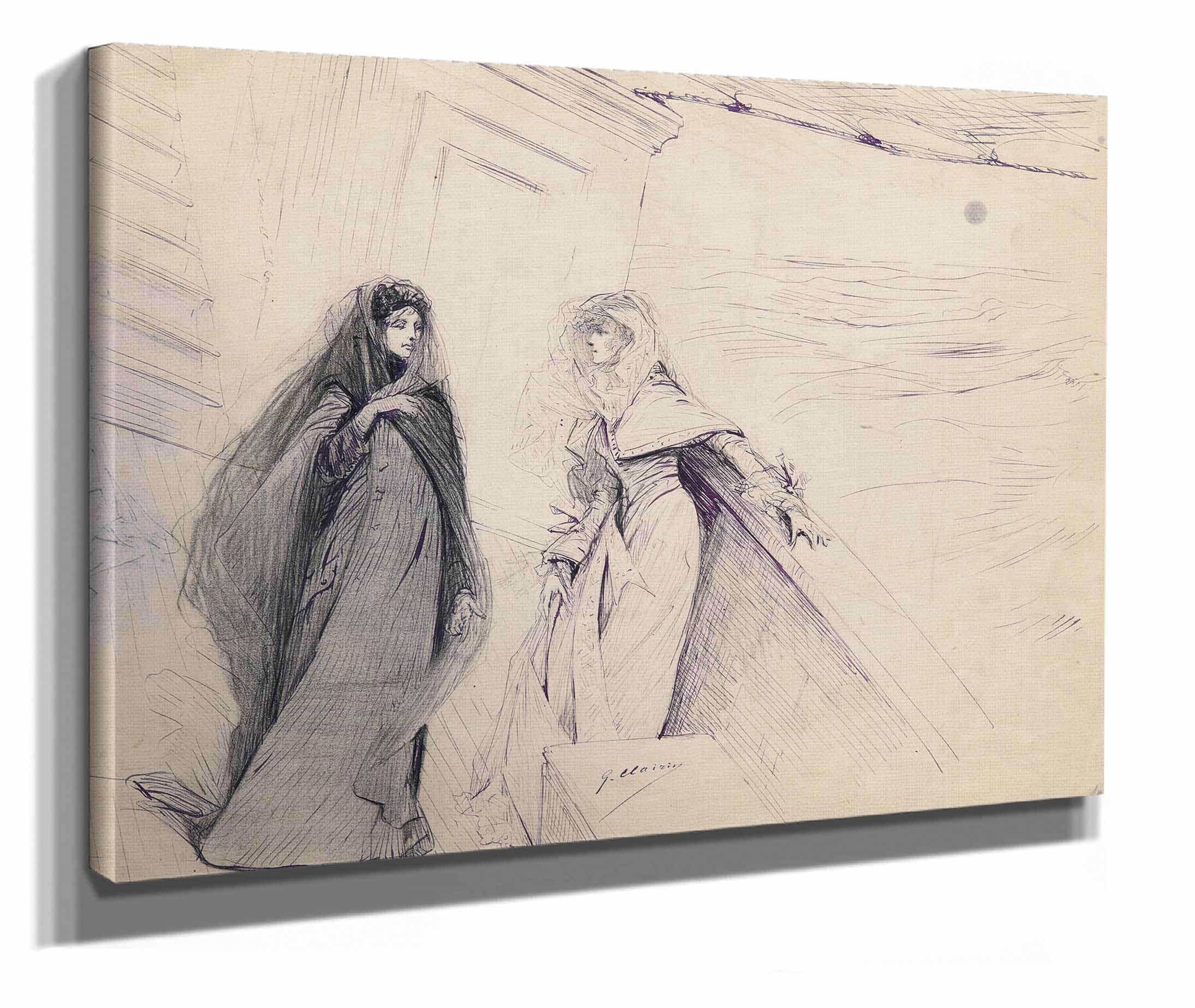 12" x 12" / Canvas Wrap Scenes Of Sarah Bernhardts Life  by Georges Jules Victor Clairin