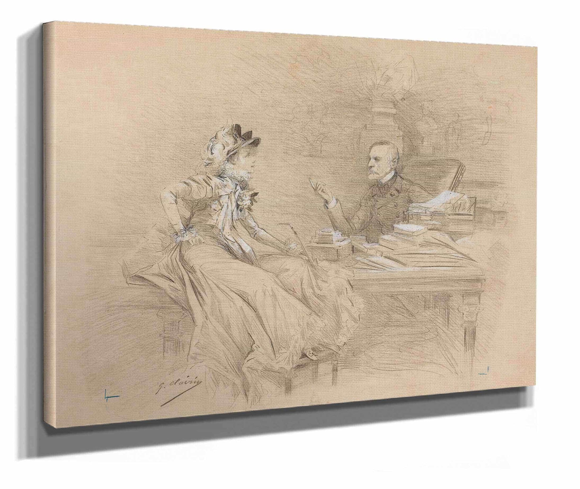 12" x 12" / Canvas Wrap Scenes Of Sarah Bernhardts Life  by Georges Jules Victor Clairin