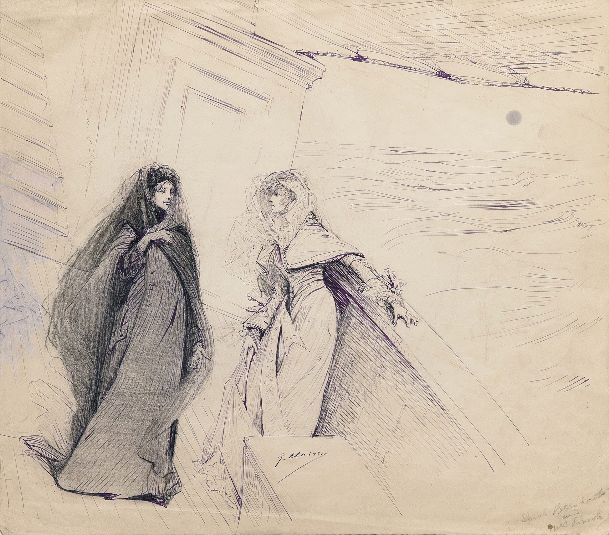 12" x 12" / Canvas Wrap Scenes Of Sarah Bernhardts Life  by Georges Jules Victor Clairin