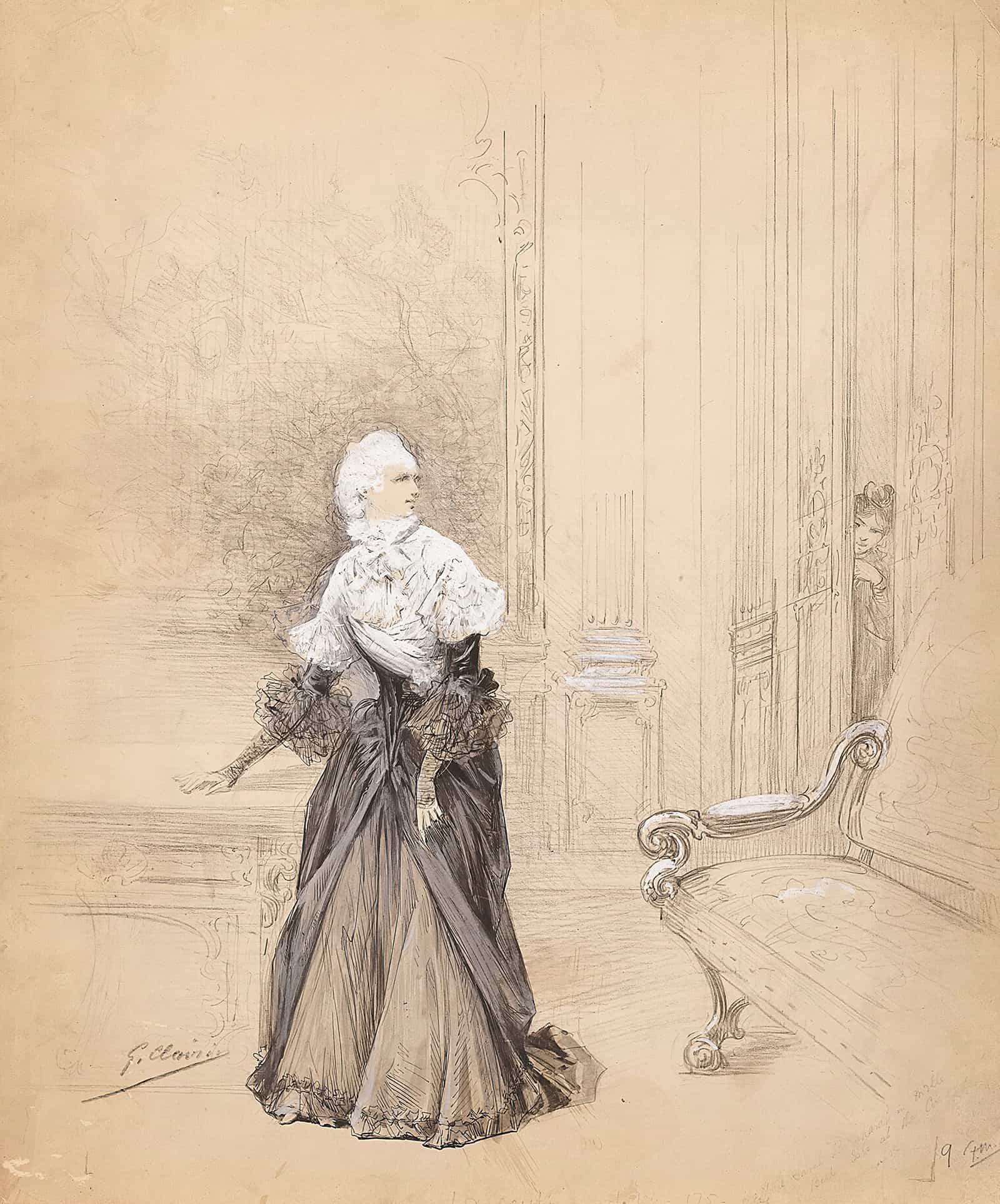 12" x 12" / Canvas Wrap Scenes Of Sarah Bernhardts Life  by Georges Jules Victor Clairin