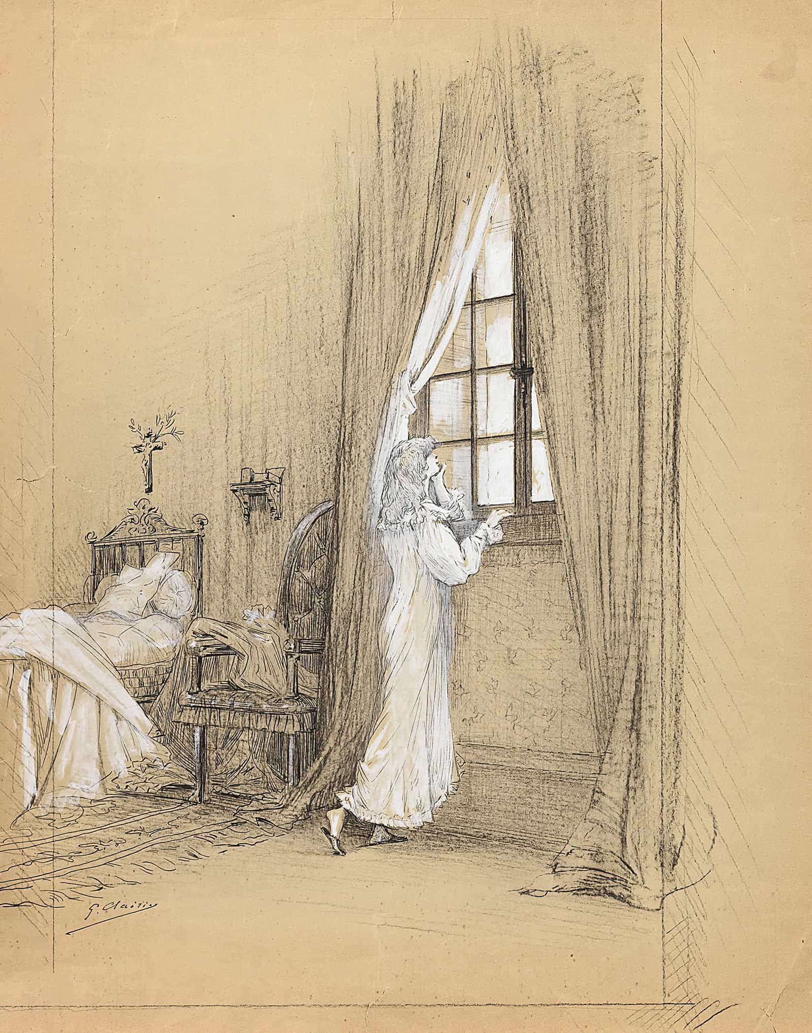 12" x 12" / Canvas Wrap Scenes Of Sarah Bernhardts Life  by Georges Jules Victor Clairin