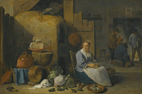 A Barn Interior With A Maid Preparing Vegetables by David Teniers The Younger