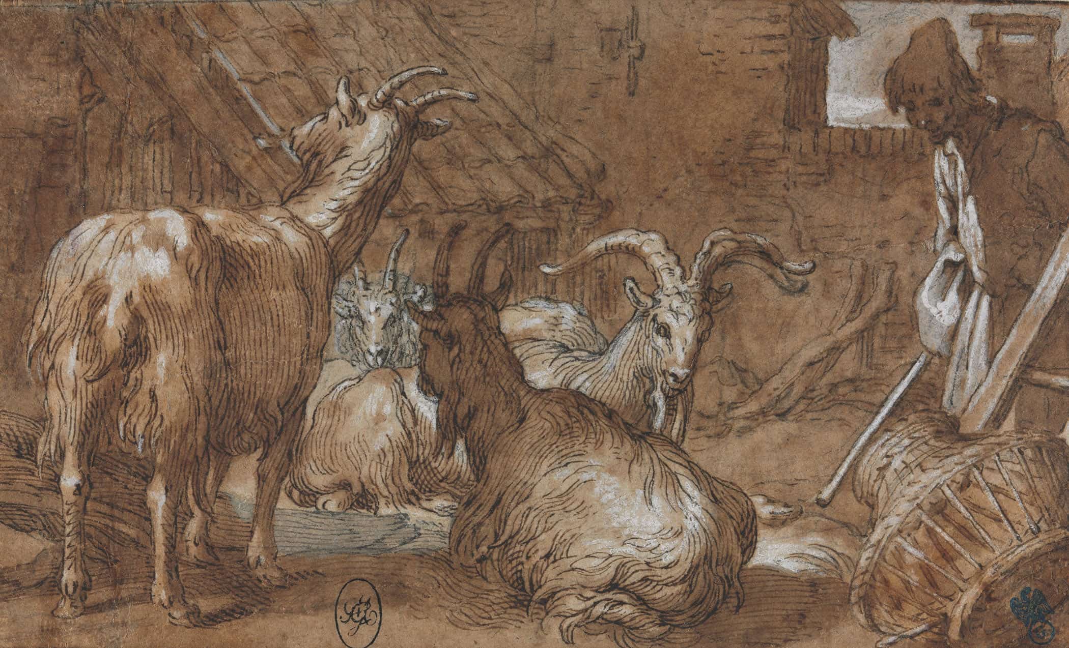 A Barnyard With Goats And A Goatherd By Abraham Bloemaert