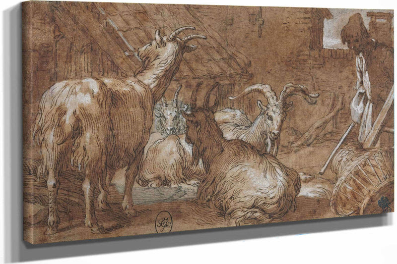A Barnyard With Goats And A Goatherd By Abraham Bloemaert