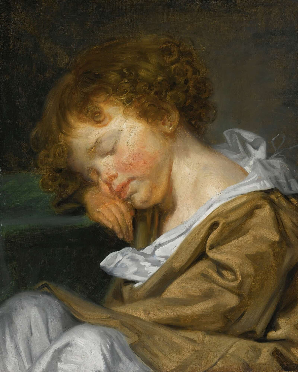 A Boy Asleep On A Table by Jean Baptiste Greuze