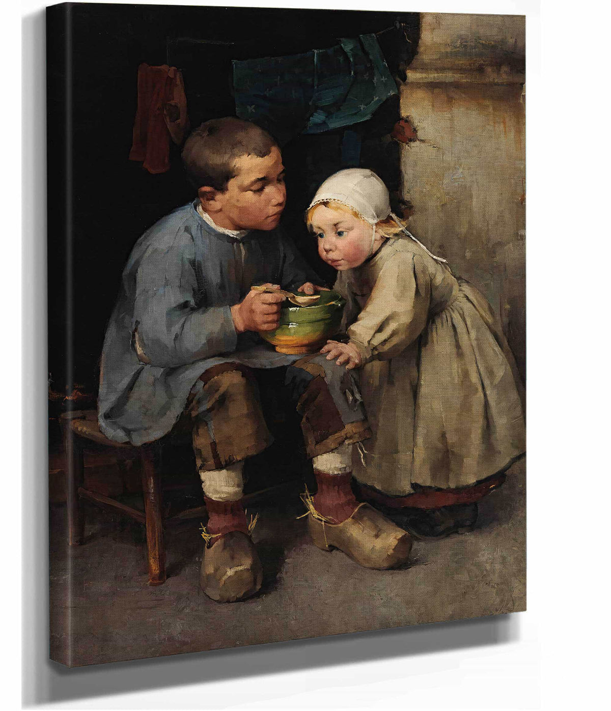A Boy Feeding His Little Sister by Helene Schjerfbeck