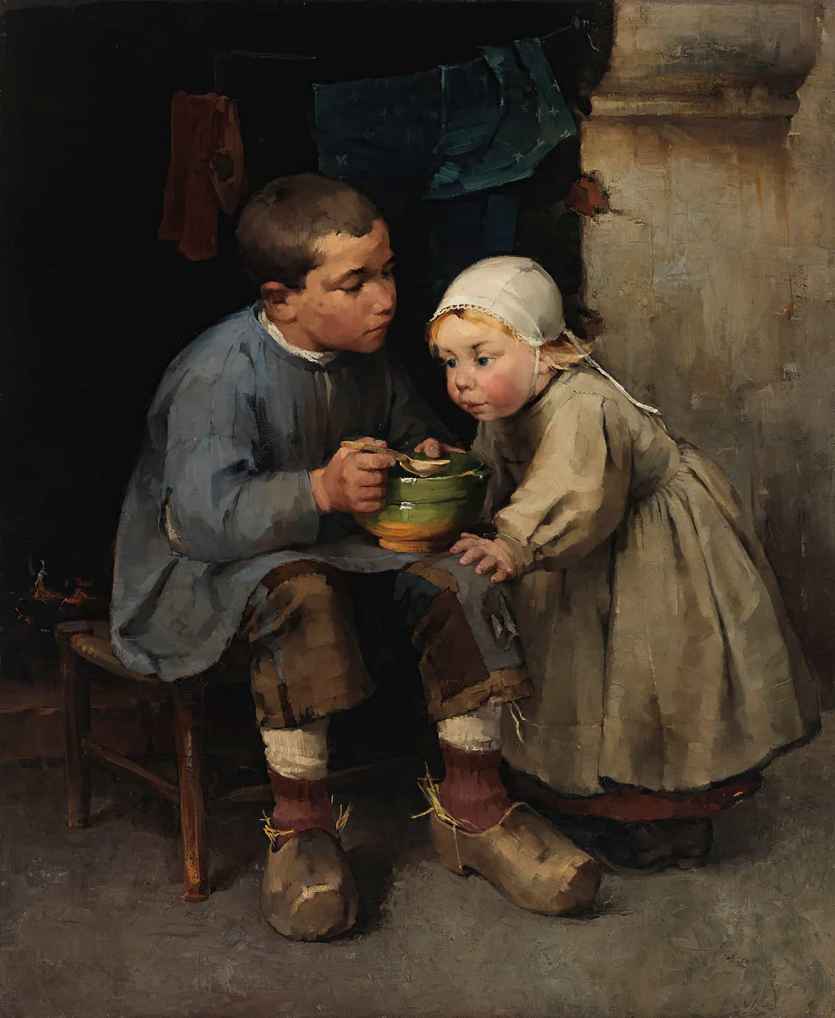 A Boy Feeding His Little Sister by Helene Schjerfbeck