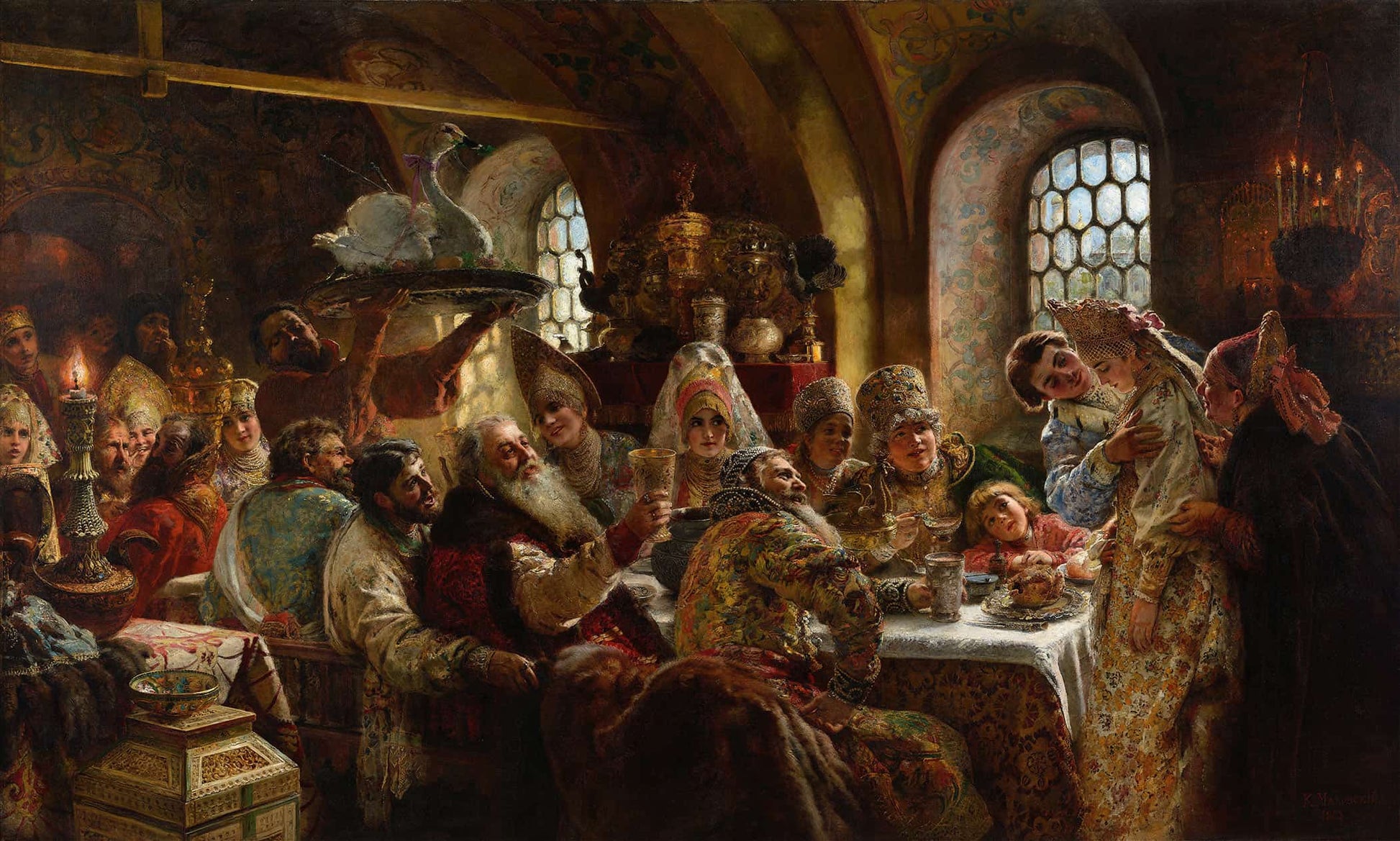 A Boyar Wedding Feast by Konstantin Egorovich Makovsky