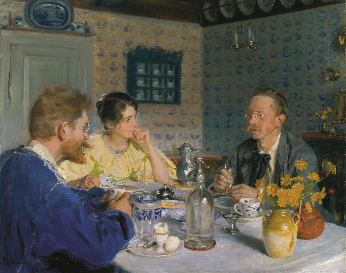 A Breakfast The Artist His Wife And The Writer Otto Benzon by Peder Severin Kroyer