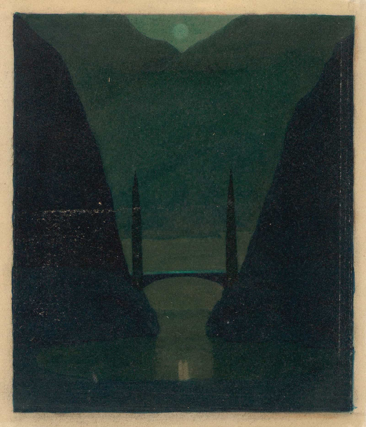 A Bridge In A Mountainous Landscape   by Herbert Crowley