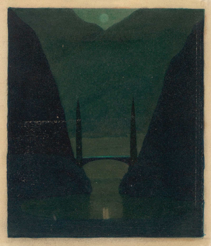 A Bridge In A Mountainous Landscape   by Herbert Crowley