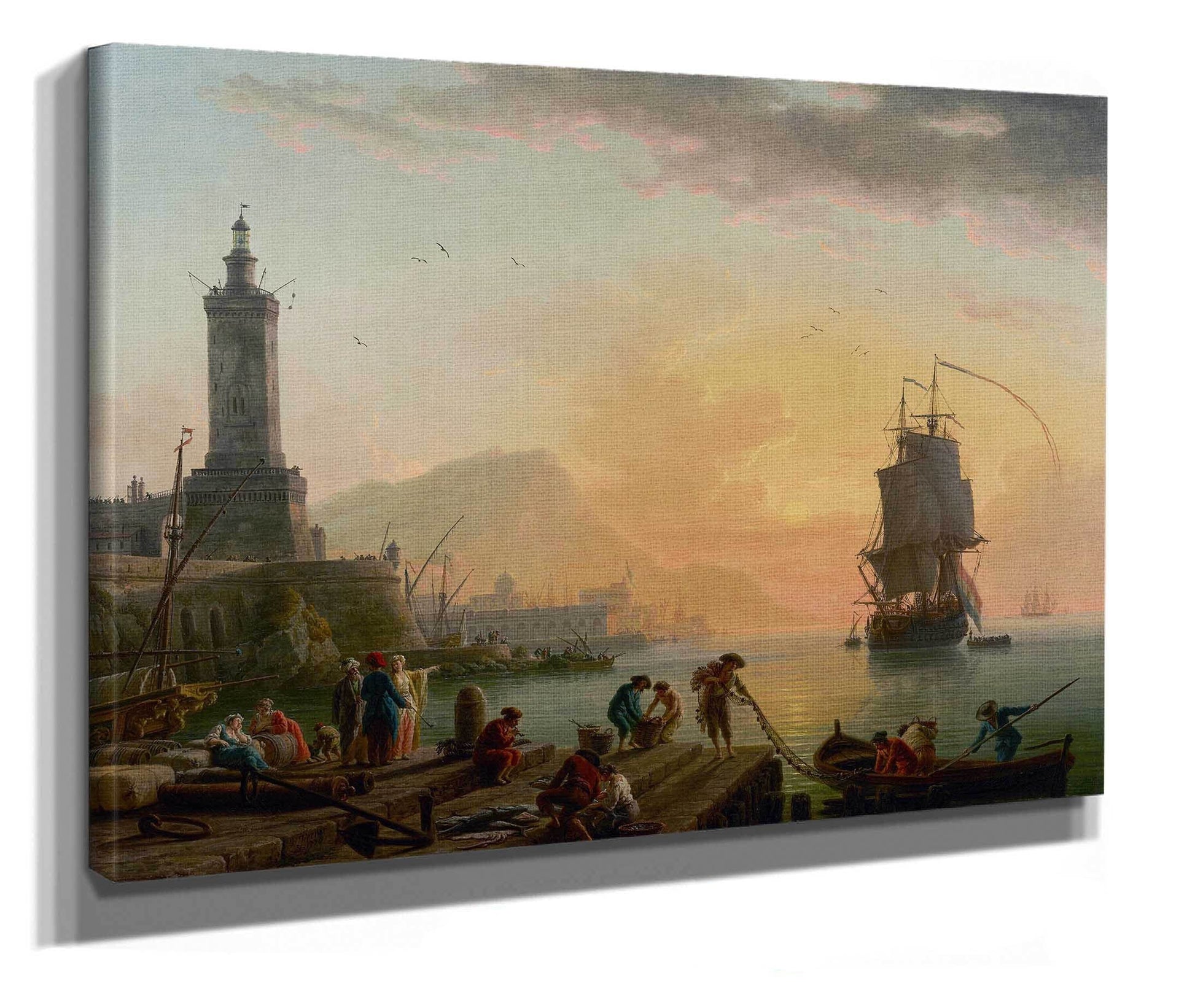 A Calm At A Mediterranean Port by Claude Joseph Vernet