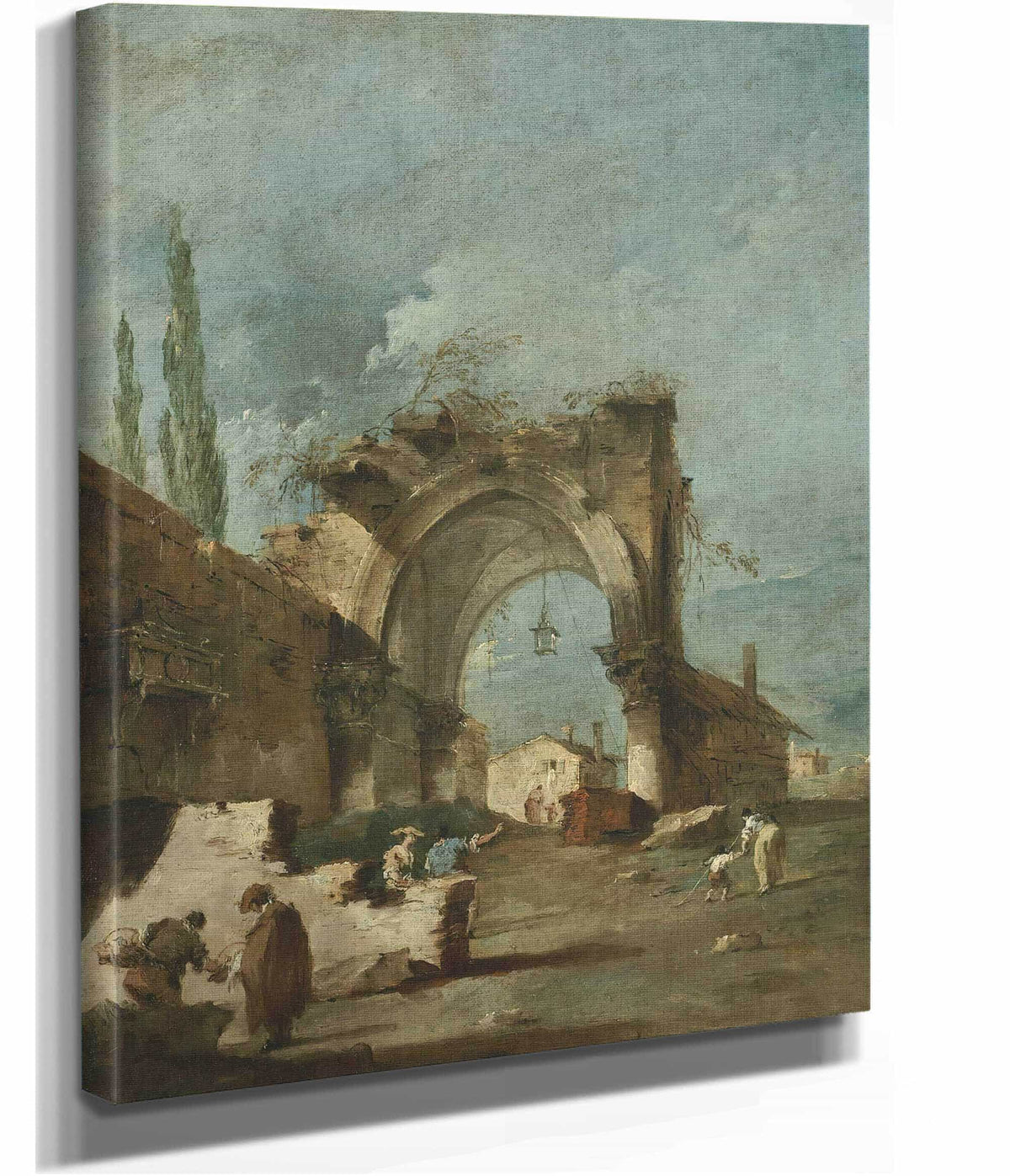 A Capriccio Of Buildings With Figures By A Ruined Arch by Francesco Guardi