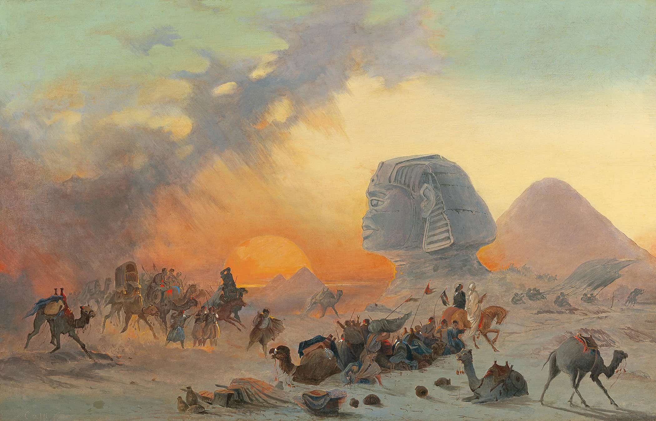 A Caravan In The Desert In A Simoom by Ippolito Caffi