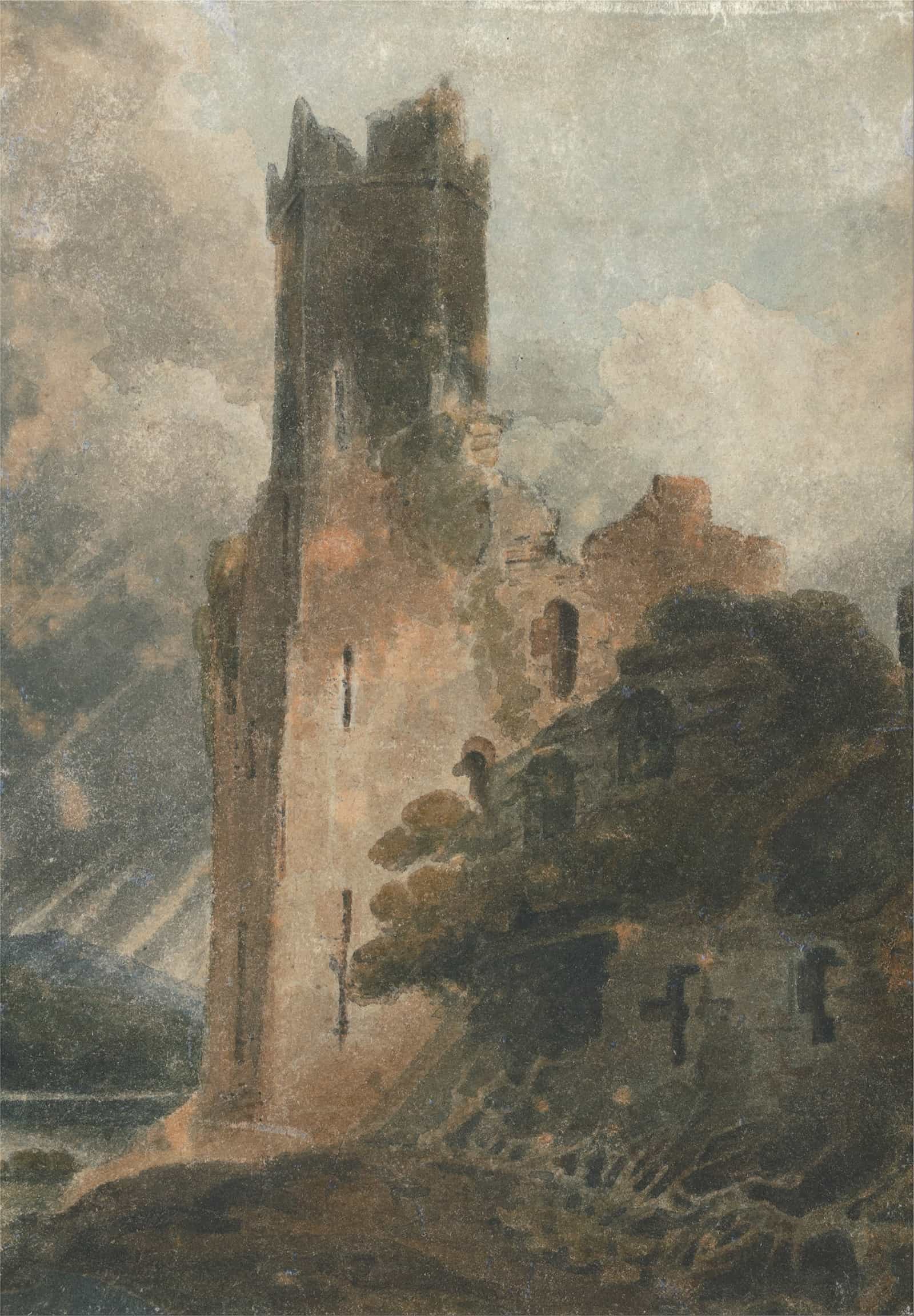A Castle Tower Caernarvon Castle by John Sell Cotman
