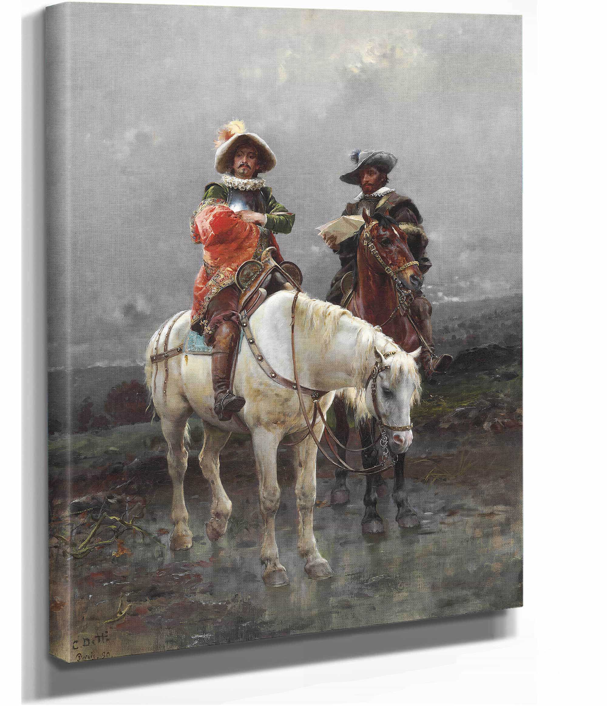 A Cavalier On A White Horse by Cesare Auguste Detti