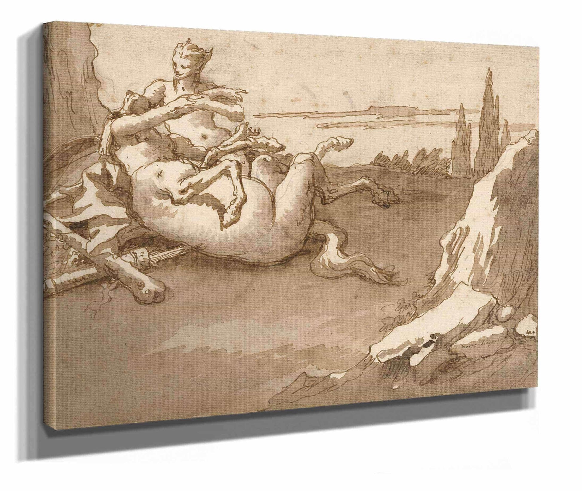 A Centaur And A Female Faun In A Landscape by Giovanni Domenico Tiepolo