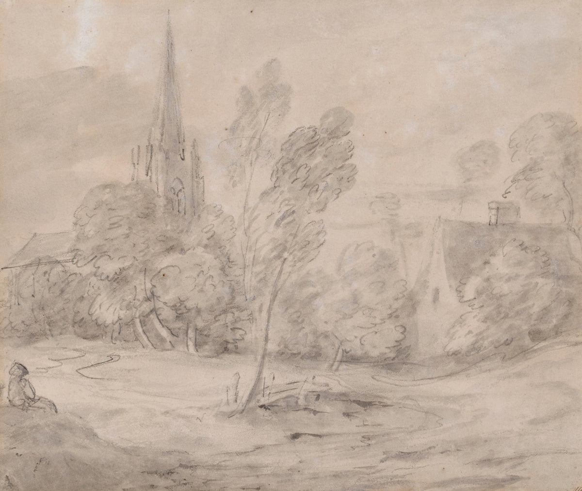 A Church In A Wooded Landscape Late S Early S by Thomas Gainsborough