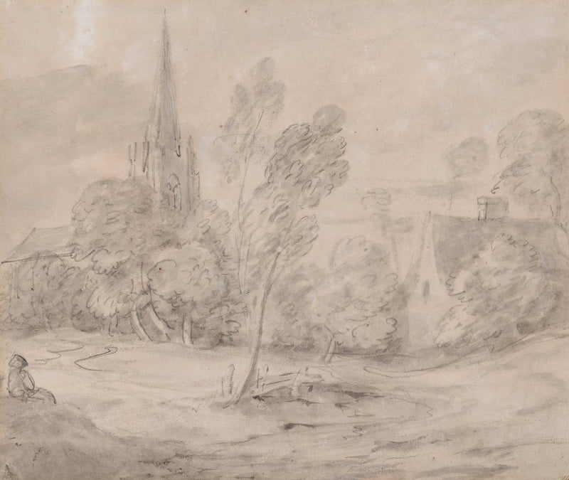 A Church In A Wooded Landscape Late S Early S by Thomas Gainsborough