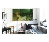 A Classical Maiden Seated On A Terrace By Moonlight by John Atkinson Grimshaw