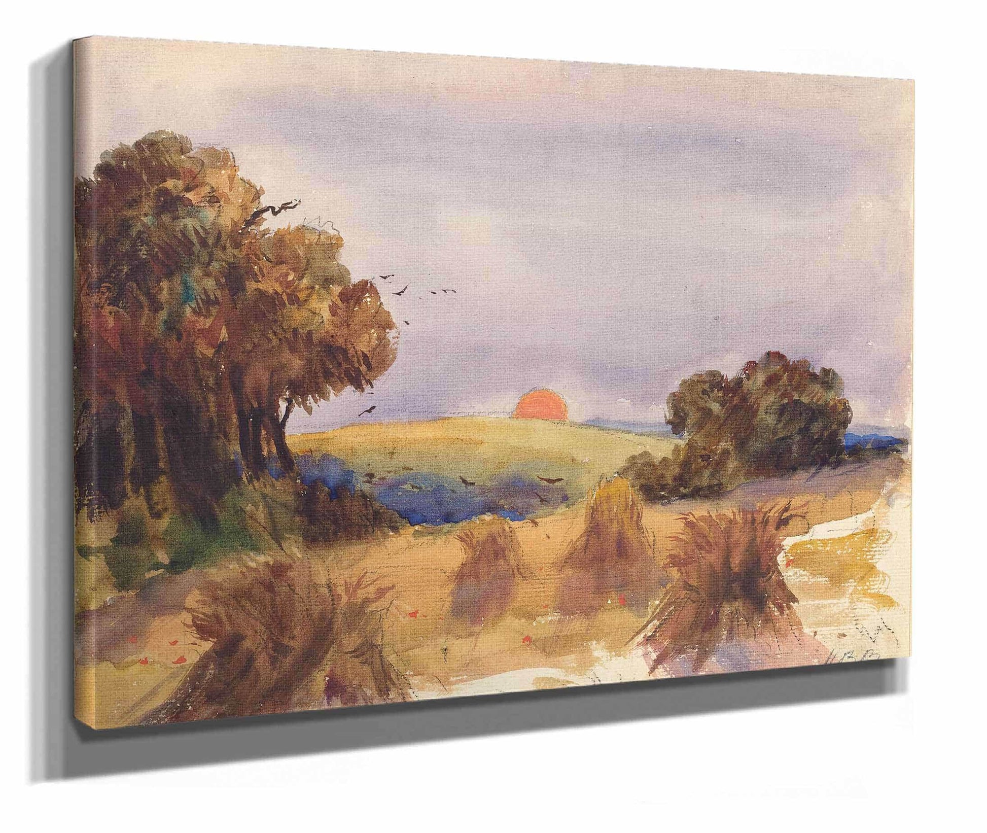 A Cornfield At Sunset by Hercules Brabazon Brabazon