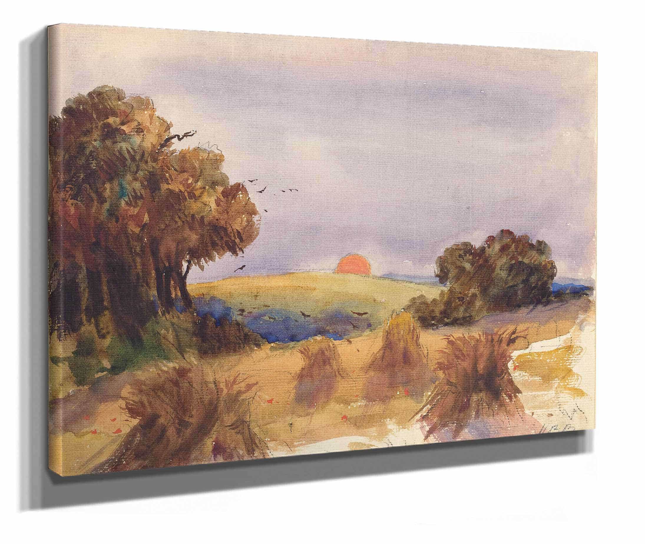 A Cornfield At Sunset by Hercules Brabazon Brabazon