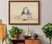 A Couple Seated On The Beach With Two Dogs by Eugene Boudin