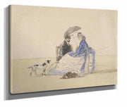 A Couple Seated On The Beach With Two Dogs by Eugene Boudin