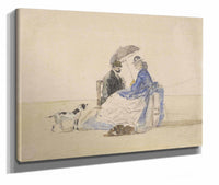 A Couple Seated On The Beach With Two Dogs by Eugene Boudin