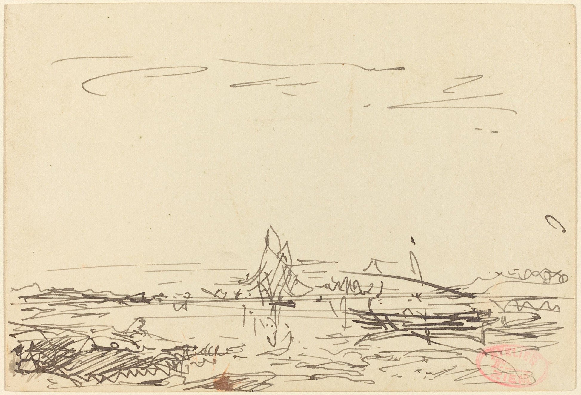 A Cove With A Sailboat by Felix Ziem