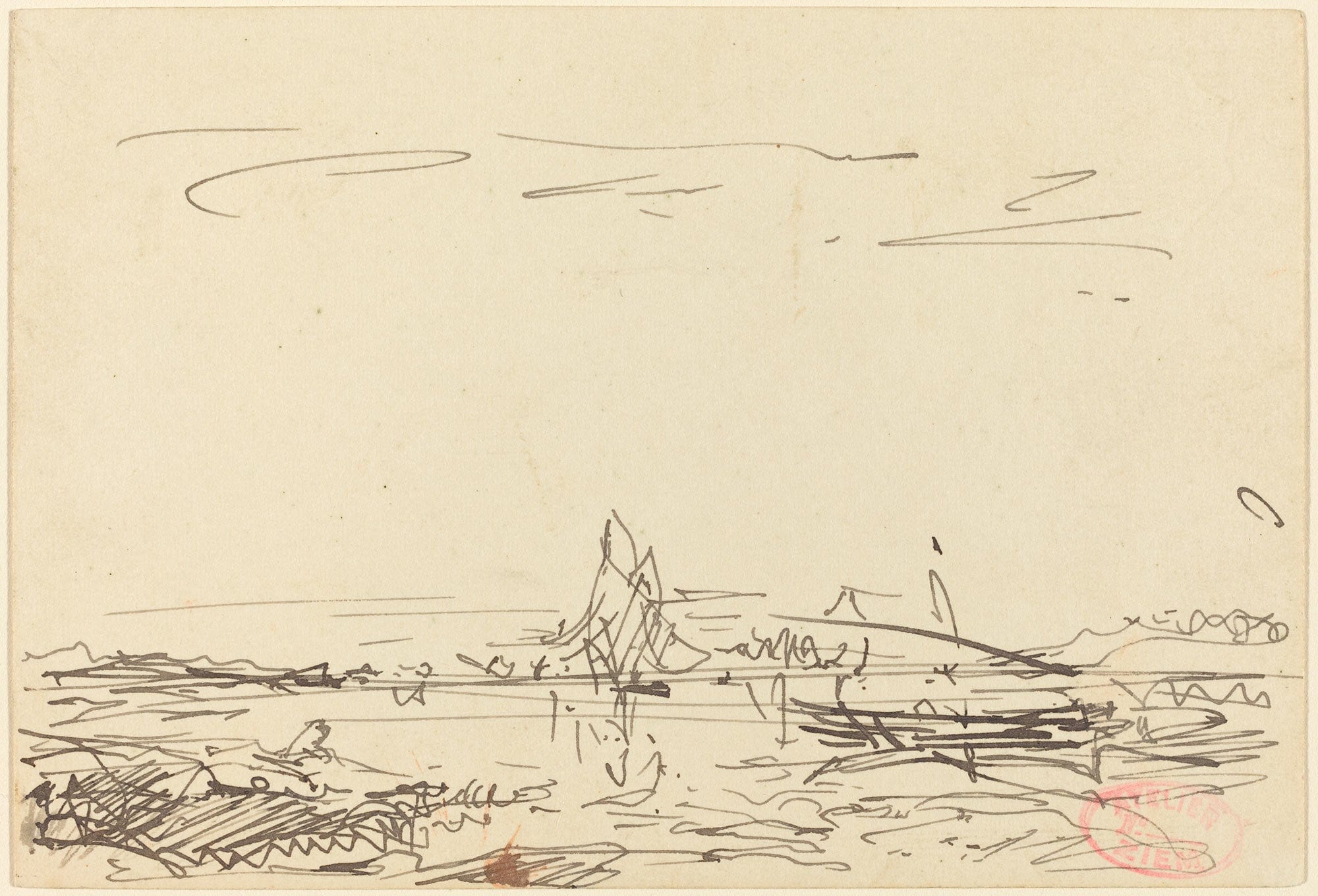 A Cove With A Sailboat by Felix Ziem