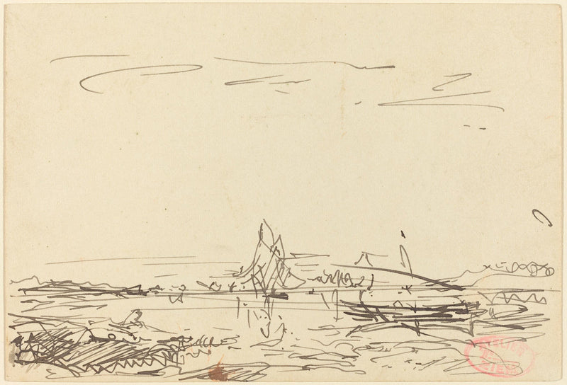 A Cove With A Sailboat by Felix Ziem