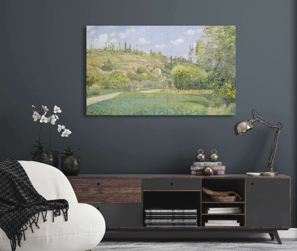 A Cowherd At Valhermeil Auvers Sur Oise by Camille Pissarro