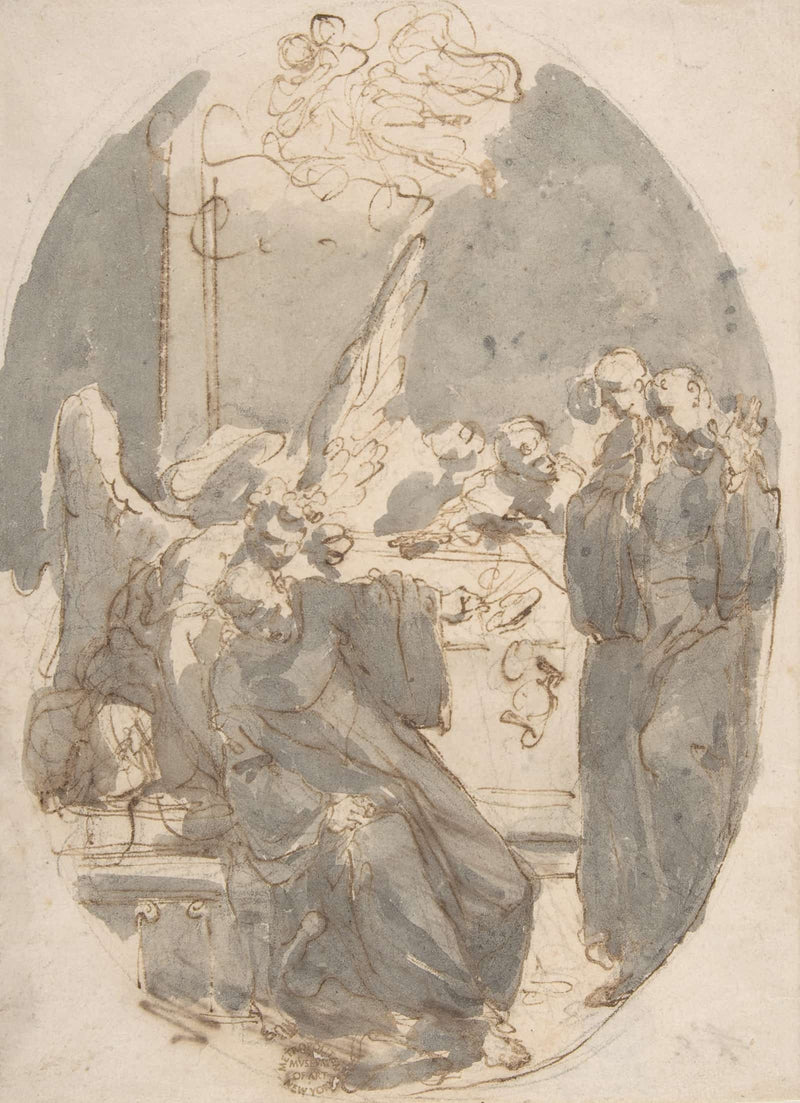 A Dying Ecclesiastic Supported By An Angel   by Gaetano Gandolfi